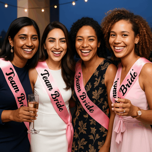 Glamouröse "Team Bride" JGA Schärpe in Pink